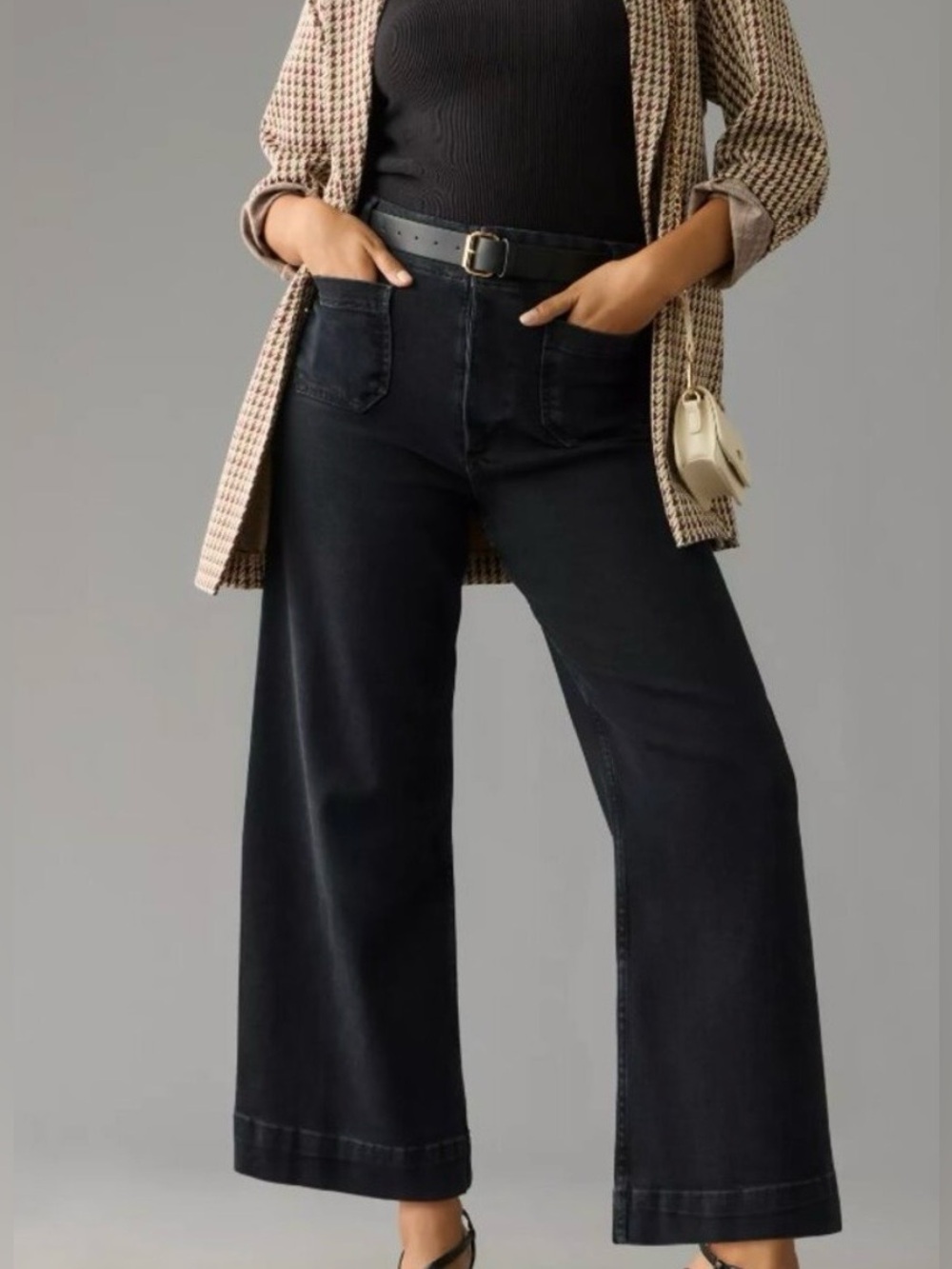 Anthropologie The Colette Black High-Rise Crop Wide-Leg Jeans by Maeve